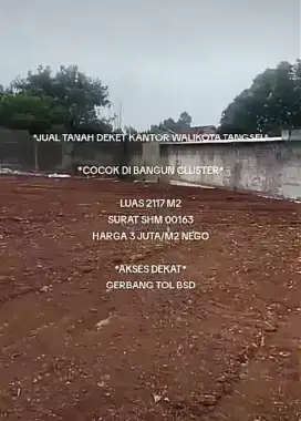 Tanah / Lahan kosong Di jual Dekat kantor walikota tangsel