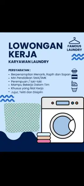 LOWONGAN KERJA PEGAWAI LAUNDRY