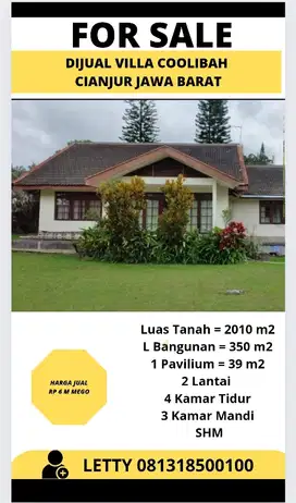 Dijual Villa Coolibah Cianjur Rp 6 M Nego