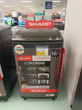 M cuci SHARP top loading 10.5 kg inverter promo spesial akhir tahun