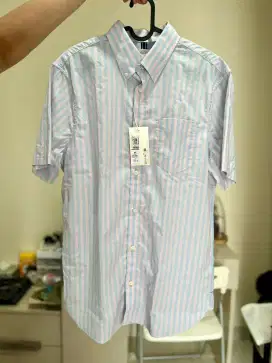 Marks & Spencer - Kemeja Pria Easy Iron Striped Poplin Shirt (Size M)