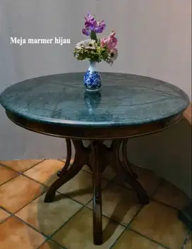 Meja marmer hijau diameter 100cm