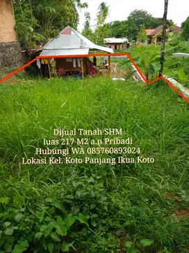 Dijual Tanah Kavling Sertifikat SHM di Koto Tangah Padang