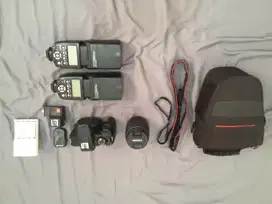 Dijual canon 1300d fullset + paket lighting studio like new