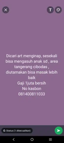 Dibutuhkan art bisa mengasuh anak SD