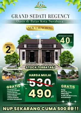 HARGA PERDANA LAUNCHING PERUM BARU 3 MENIT DARI JL RAYA MERR SURABAYA