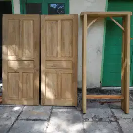 Set kusen + daun pintu kayu jati