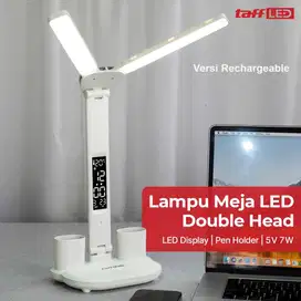 Lampu Meja Baca LED Display Double Head Rechargeable 3in1 7W