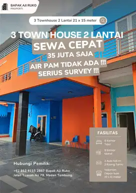 SEWA CEPAT 3 Rumah Town House Gandeng Ukuran 21 X 15m 5 Menit UNIMED