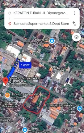 DIJUAL Rumah Area Komesial Sebelah Kraton dan Samudera supermarket Tub