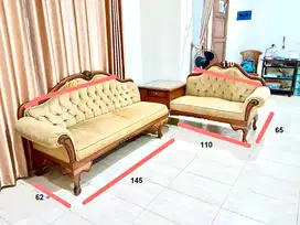 JUAL CEPAT SET SOFA & MEJA JATI KLASIK RUANG TAMU MURAH