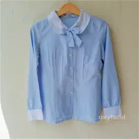 Blouse Biru Muda Berpita