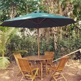 kursi cafe,bangku outdoor,meja makan bulat,tenda parasol,meja jati