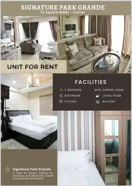 SEWA UNIT APARTEMEN SIGNATURE PARK GRANDE 300m KE STASIUN LRT, JAKARTA
