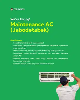 Lowongan Kerja Maintenance AC - Daily Worker (Jabodetabek)