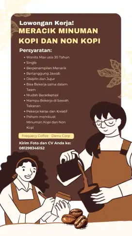 Di Butuhkan Peracik Minuman Kopi dan Non Kopi