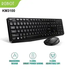 Keyboard Dan Mouse Combo Robot Wireless KM3100