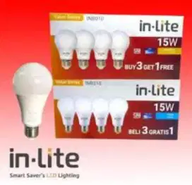 Lampu bohlam inlite 15 Watt paket isi4