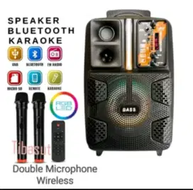 Speaker Bluetooth Fleco 8808 Led dobel mic Karaoke