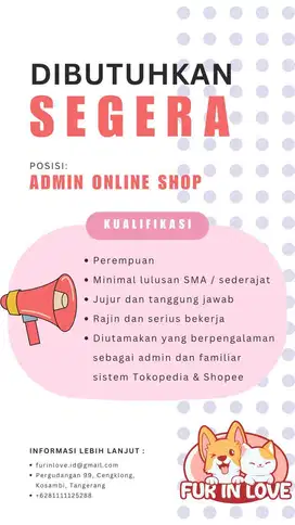 Lowongan Kerja Admin Online Shop