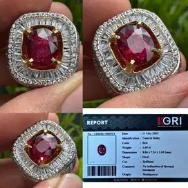 Natural Ruby Red Madagascar NH 1.69crt memo GRI