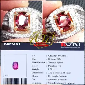 NATURAL SPINEL CLEAN PURPLISH RED 1.51CARAT