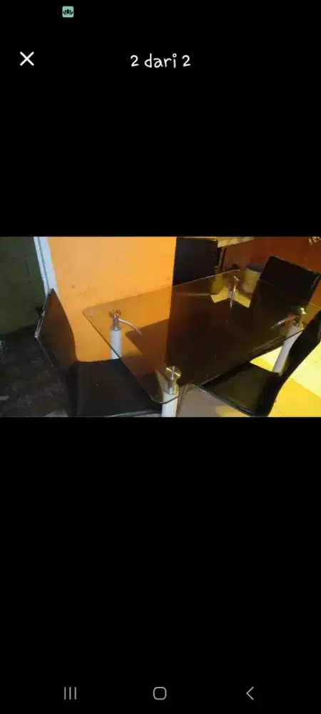 Meja makan kaca +4 kursi