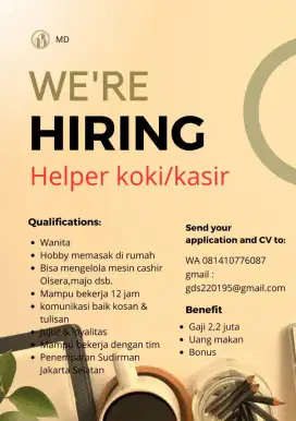 helper koki/kasir