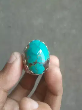 Pirus Persia porcelen dim 27 ring perak