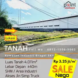 Tanah Industri 4.011 m² Di Kawasan Pabrik Di Grogol SKH