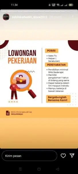 Lowongan pekerjaan segera