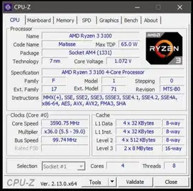 AMD RYZEN 3 3100 4-Core Processor 3.59 GHz cpu