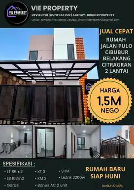 DiJUAL RUMAH BARU SIAP HUNI DI BELAKANG PERUM. CITRA GRAND CIBUBUR