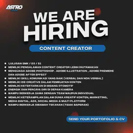 LOWONGAN KERJA CONTENT CREATOR