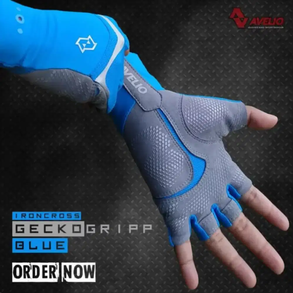 Avelio Iron Cross Biru Blue Sarung Tangan Sepeda Cycling Glove