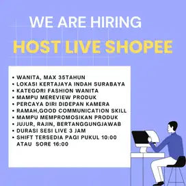 Dicari Host Live Shopee