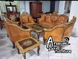 Kursi tamu sofa ganesha ukir set kaca full kayu jati