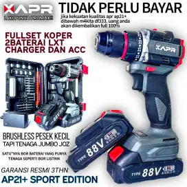 AP21+ BOR BRUSHLESS 10mm 2 BATERAI 88VTLXT MESIN BOR KAYU BESI SEKRUP