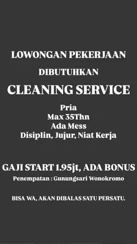 LOWONGAN KERJA CLEANING SERVICE