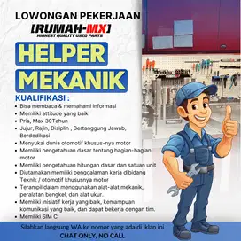 Lowongan Pekerjaan Helper Mekanik