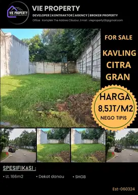 BU JUAL MURAH TANAH KAVLING DI KAWASAN ELIT CITRA GRAN CIBUBUR