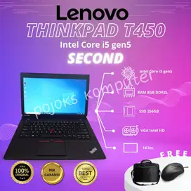 LAPTOP (LENOVO THINKPAD T450) CORE i5 GEN5 8GB SSD 256GB SECOND NB