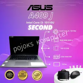 LAPTOP ASUS A409J Core i3 Gen 10 Ram 8 gb ssd 512 Second Notebook