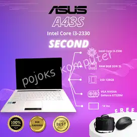 LAPTOP (ASUS A43S) Core i3 8GB 128GB SSD Second