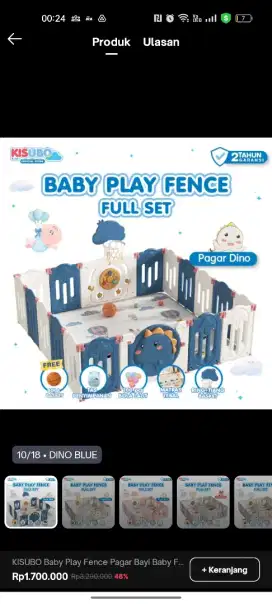 Pagar bayi, baby fence dino blue, safety gate