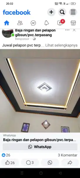 PLAFON PVC,ATAP RUMAH,DAN KANOPI BAJA RINGAN TERPASANG