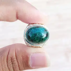 Cincin Batu Akik Natural Bacan Doko Lawas / Chrysocolla Chalcedony