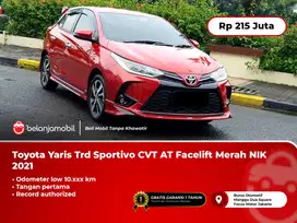 [KM 10RB] Toyota Yaris Trd Sportivo CVT AT Facelift Merah NIK 2021