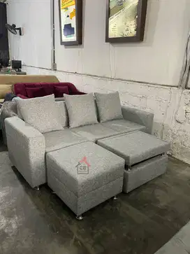 PROMO , Sofa Tamu L Puff + meja