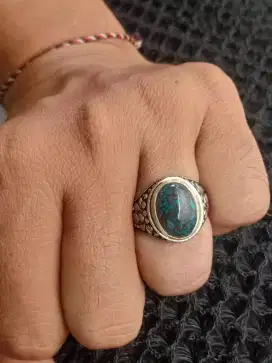 cincin batu pirus urat merah natural sedia bacan pandan lumut